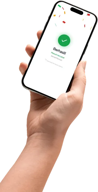 Tampilan konfirmasi berhasil setelah tap kartu NFC